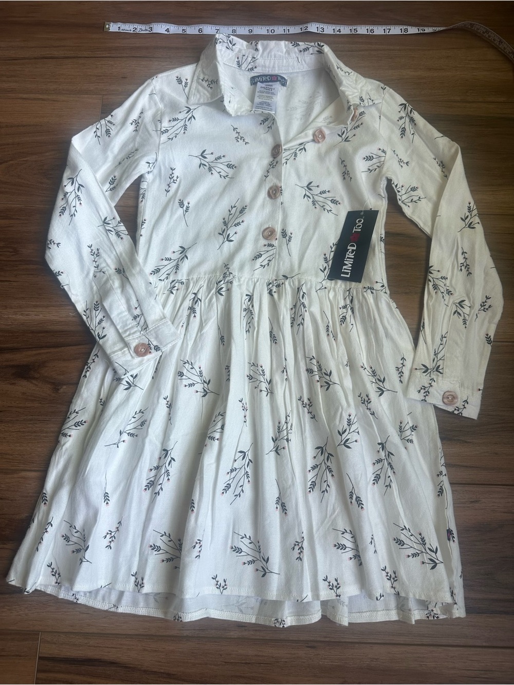 Limited Too White Dress with Black Floral Print